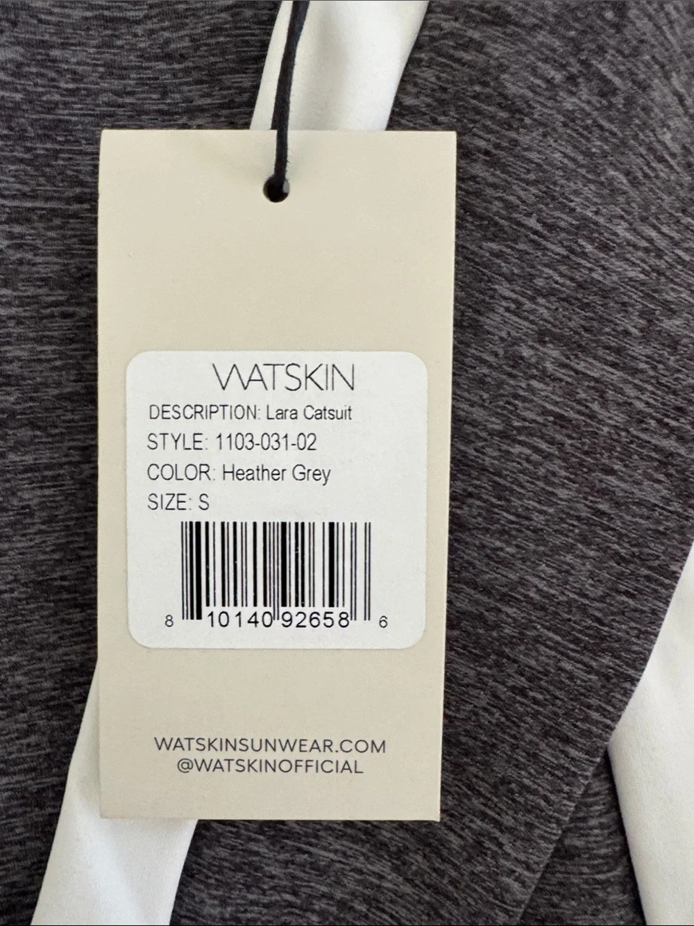 Watskin grey bathing suit with White Stripe Trim